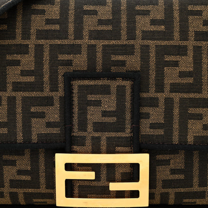 Fendi Fabric Jacquard FF 1974 Large Baguette Tobacco Moro Black 8 of 12