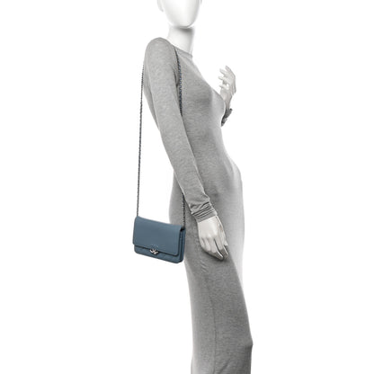 Chanel Grained Calfskin Quilted CC Box Wallet On Chain WOC Blue 2 of 14