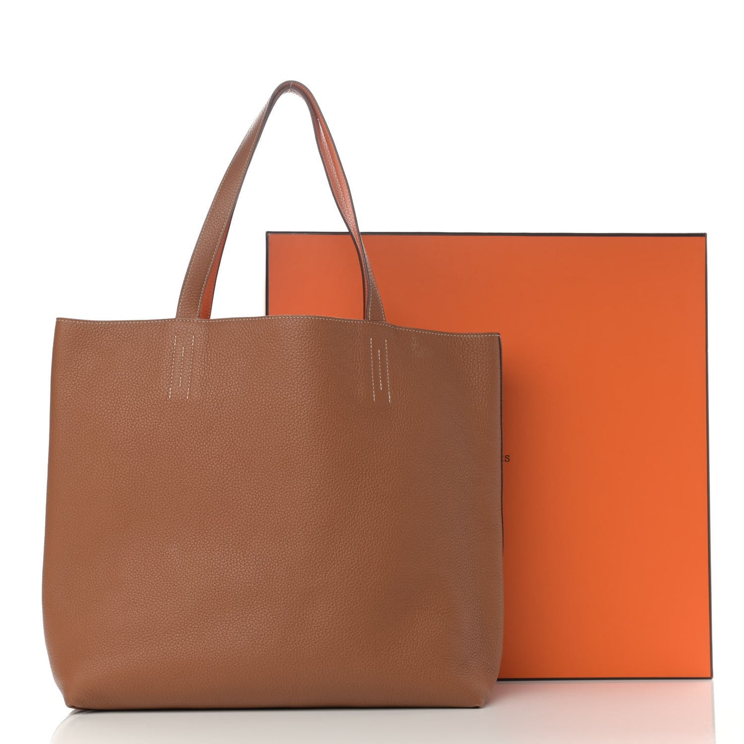 Taurillon Clemence Double Sens 45 Reversible Tote Orange Gold