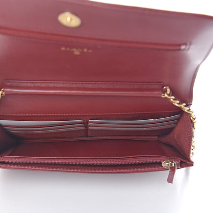 Chanel Caviar Quilted Boy Wallet On Chain WOC Burgundy 5 of 11