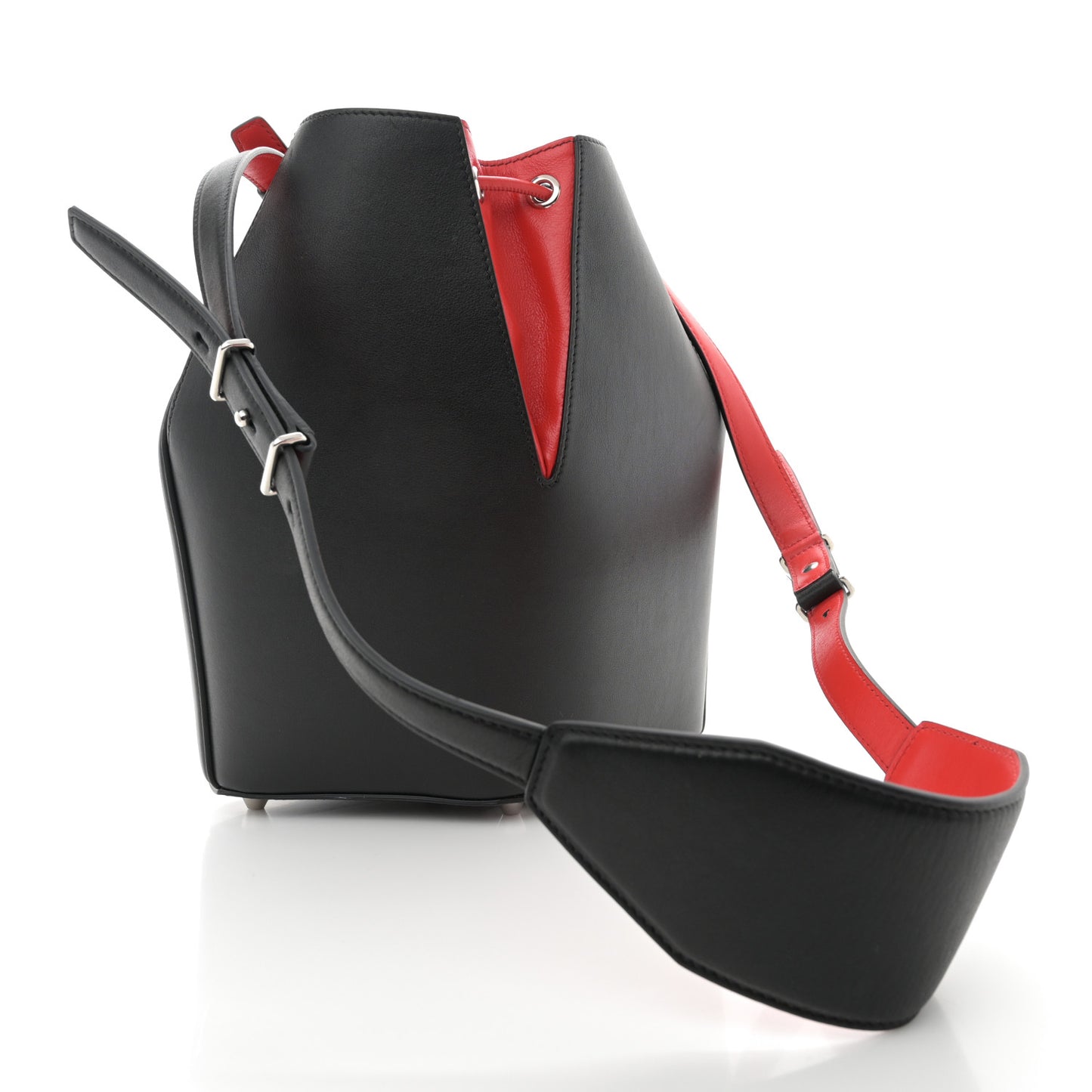 Calfskin The Bucket Bag Black Lust Red
