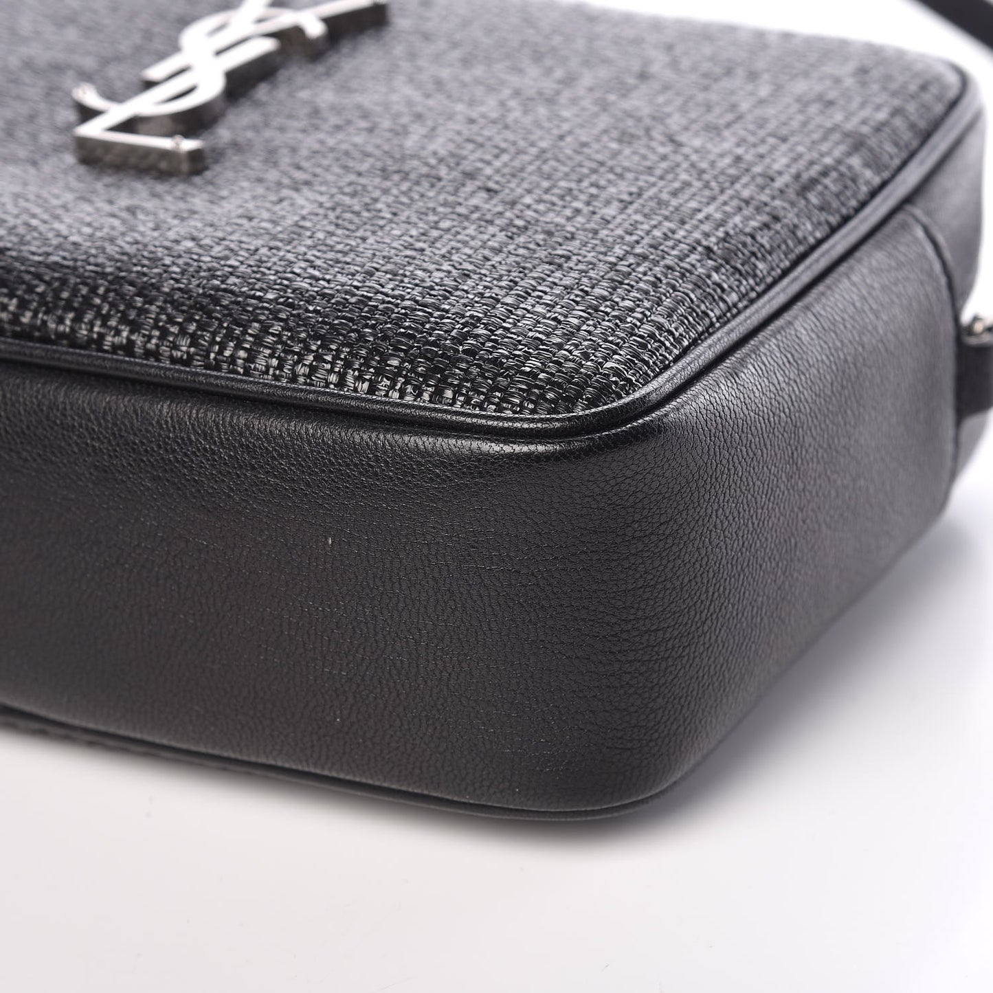 Raffia Canvas Monogram Lou Camera Bag Black