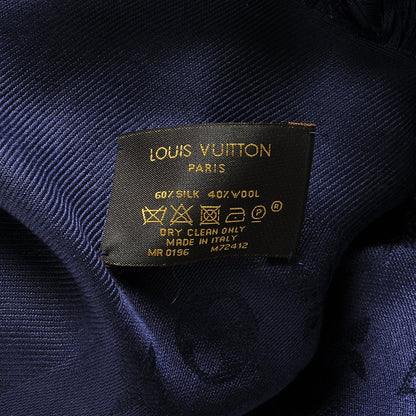 Louis Vuitton Wool Silk Monogram Shawl Blue Nuit 4 of 4