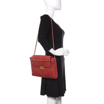 Chanel Patent Goatskin Quilted 3 Pocket Accordion Flap Red 3 of 11