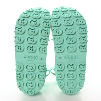 Gucci Soft Rubber Horsebit Womens Slingback Sandals 37 Teal Cyan 6 of 8