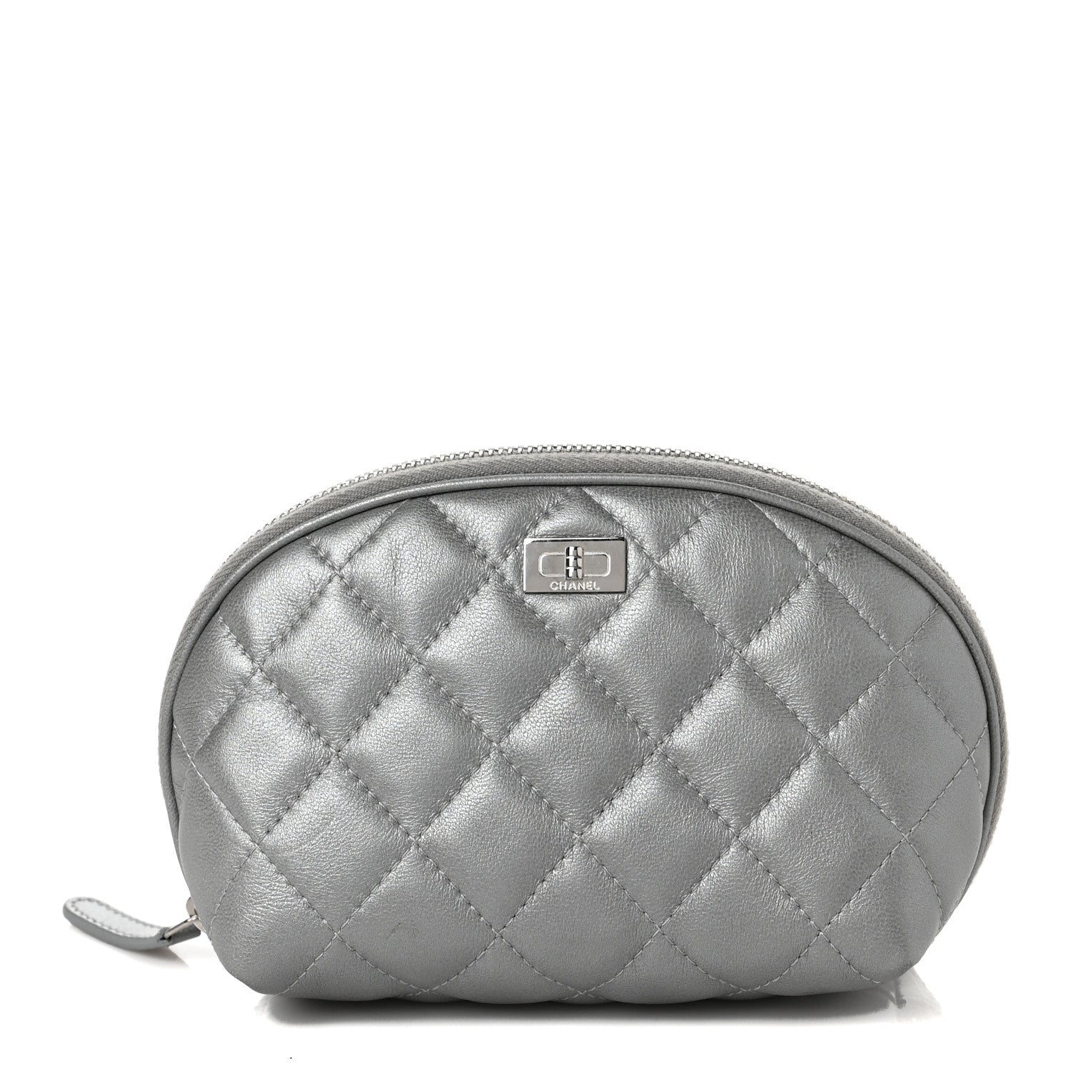 Chanel Metallic Lambskin Quilted Reissue Cosmetic Case Silver 1 of 8