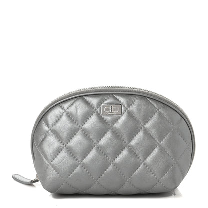 Chanel Metallic Lambskin Quilted Reissue Cosmetic Case Silver 1 of 8