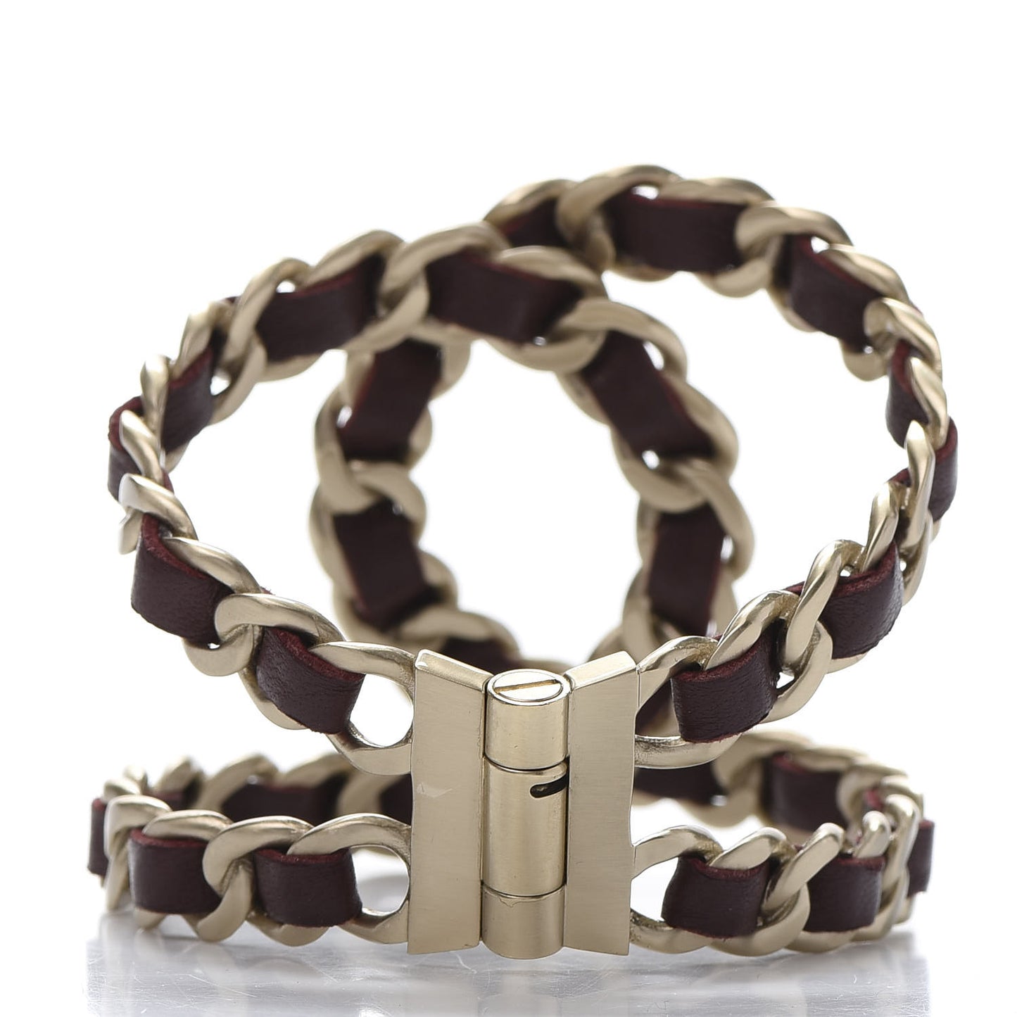 Lambskin Chain CC Cuff Burgundy