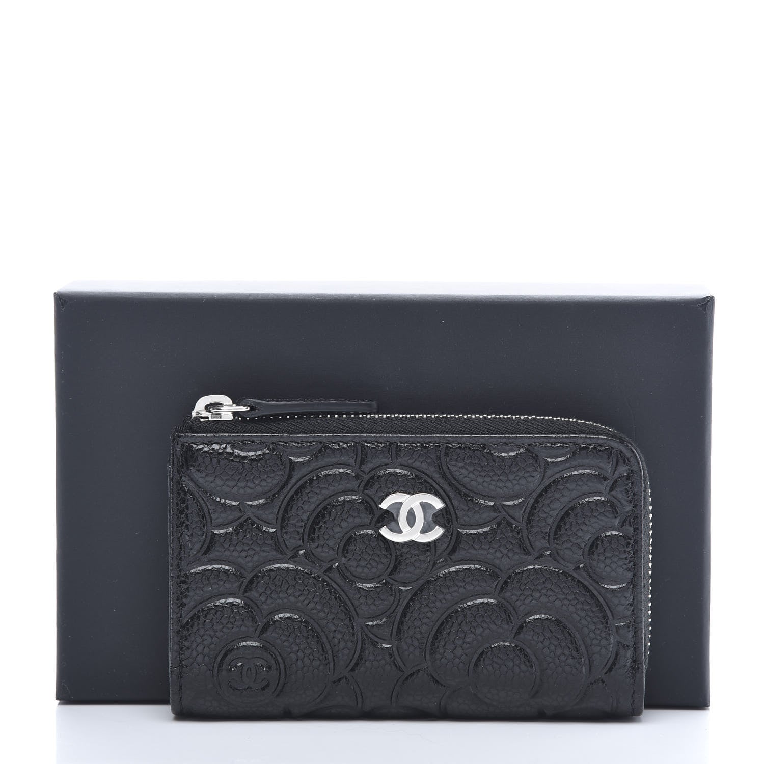 Chanel Caviar Camellia Embossed Key Holder Case Black 11 of 11