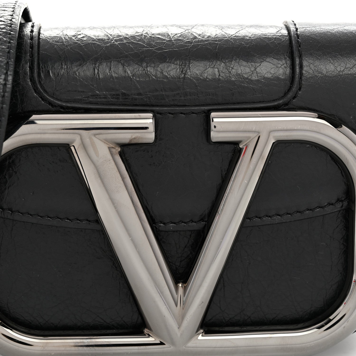 Valentino Garavani Brushed Calfskin Small Supervee Crossbody Bag Black 7 of 9