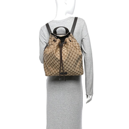 Gucci Monogram Dollar Calfskin O Drawstring Backpack Beige Ebony Testa di Moro Dark Chocolate 2 of 10