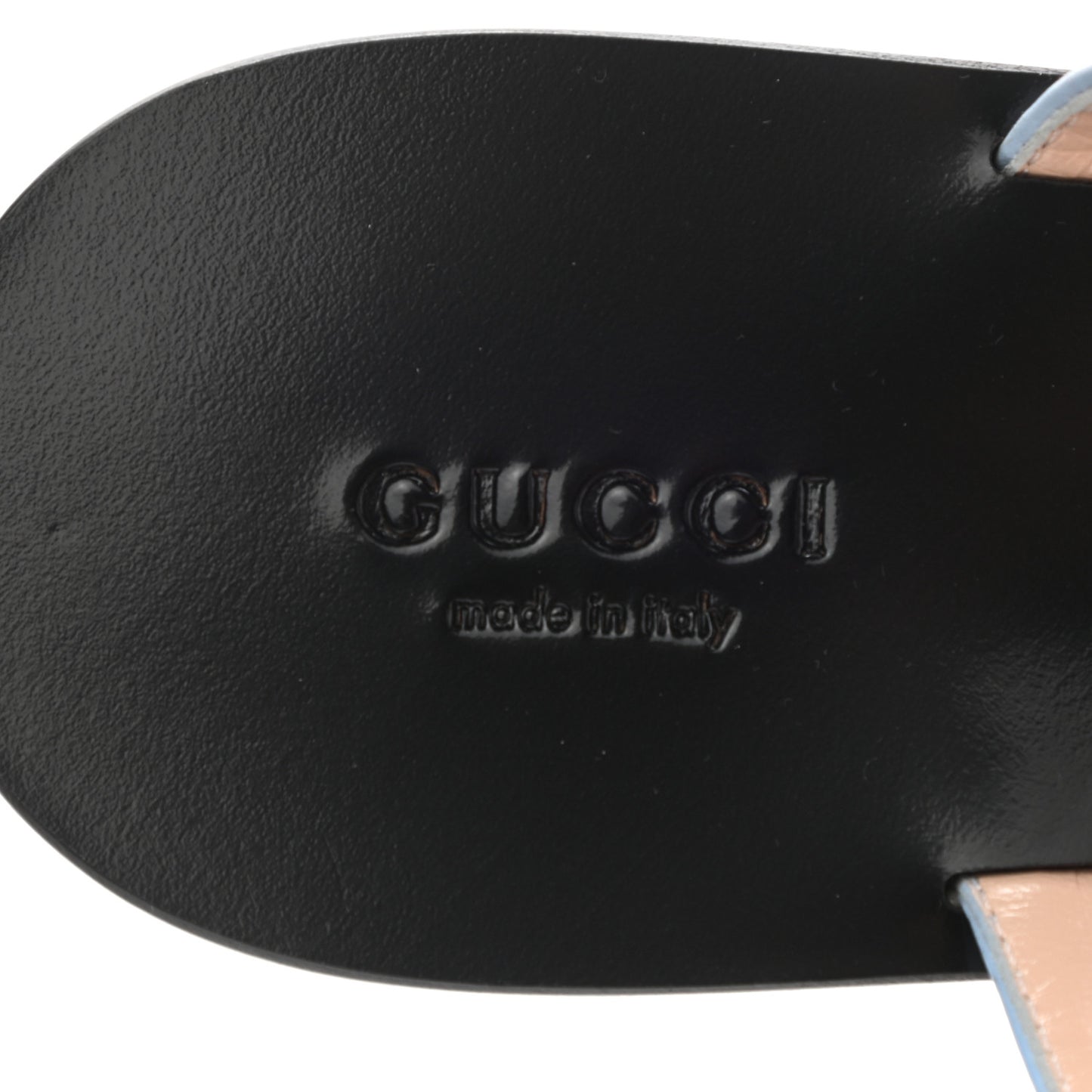 Calfskin GG Marmont Thong Sandals 36.5 Porcelain Light Blue