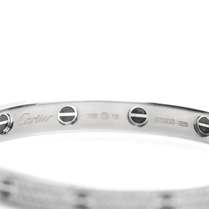 Cartier 18K White Gold Diamond Ceramic LOVE Paved Bracelet 18 4 of 4