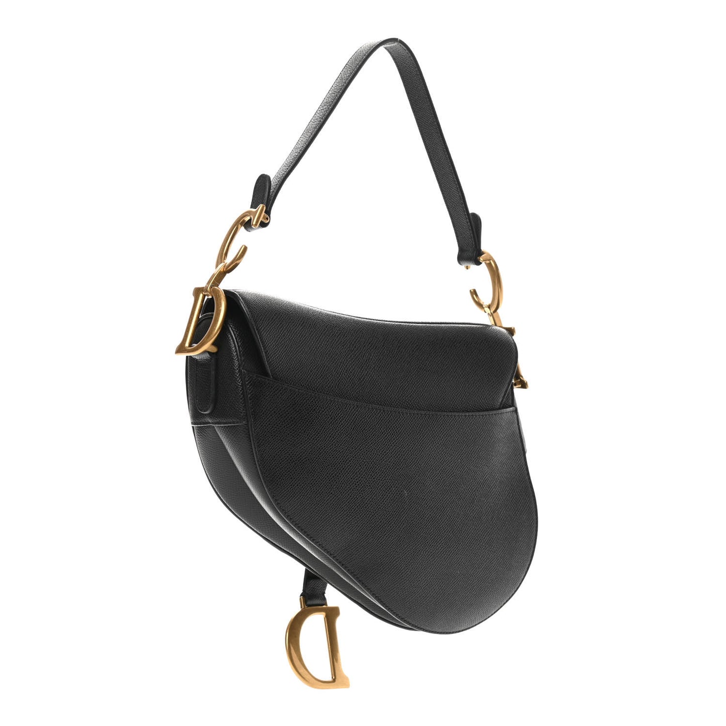 Grained Calfskin Saddle Bag Black