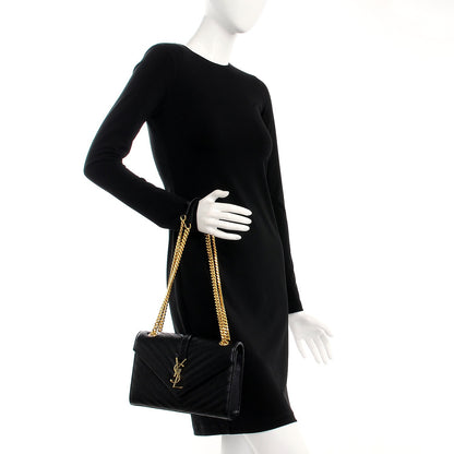 Saint Laurent Grain De Poudre Matelasse Chevron Medium Monogram Satchel Black 2 of 7