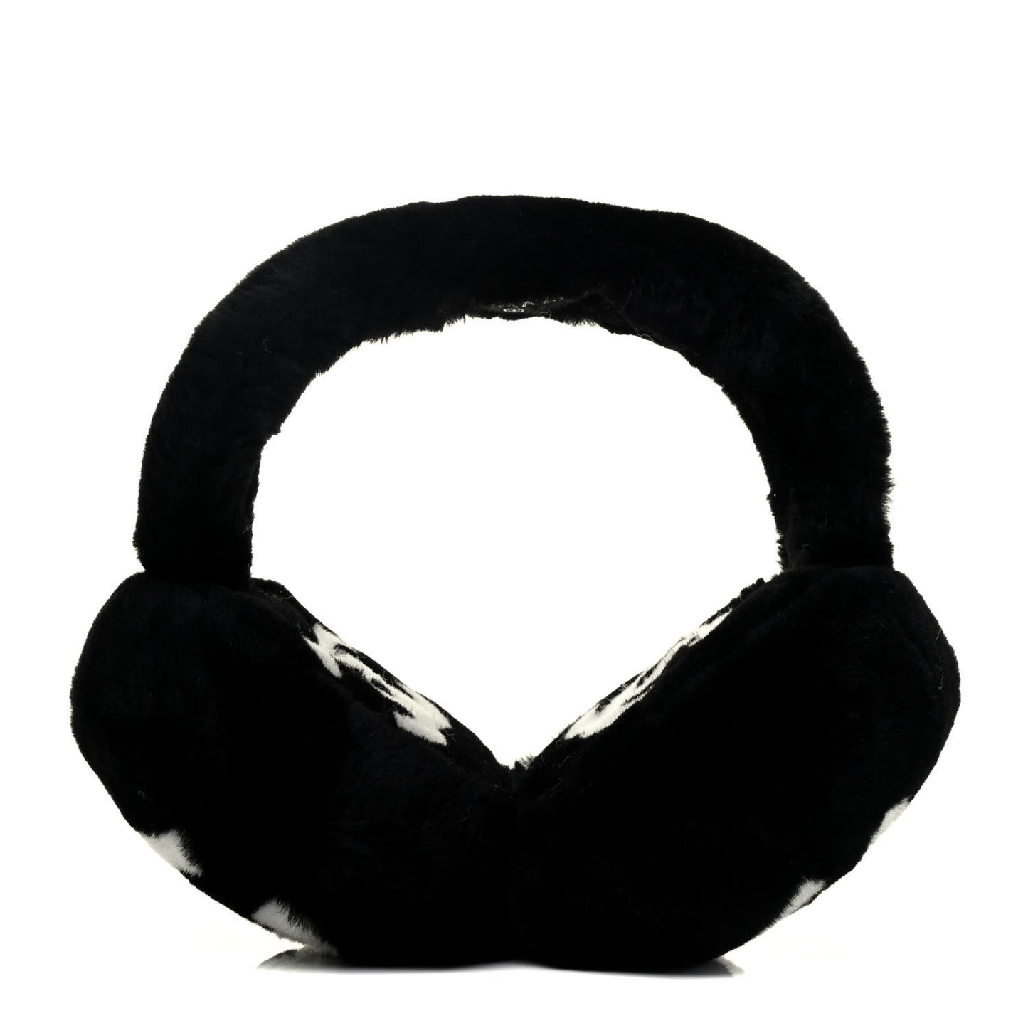 Shearling CC Ear Muffs Black White