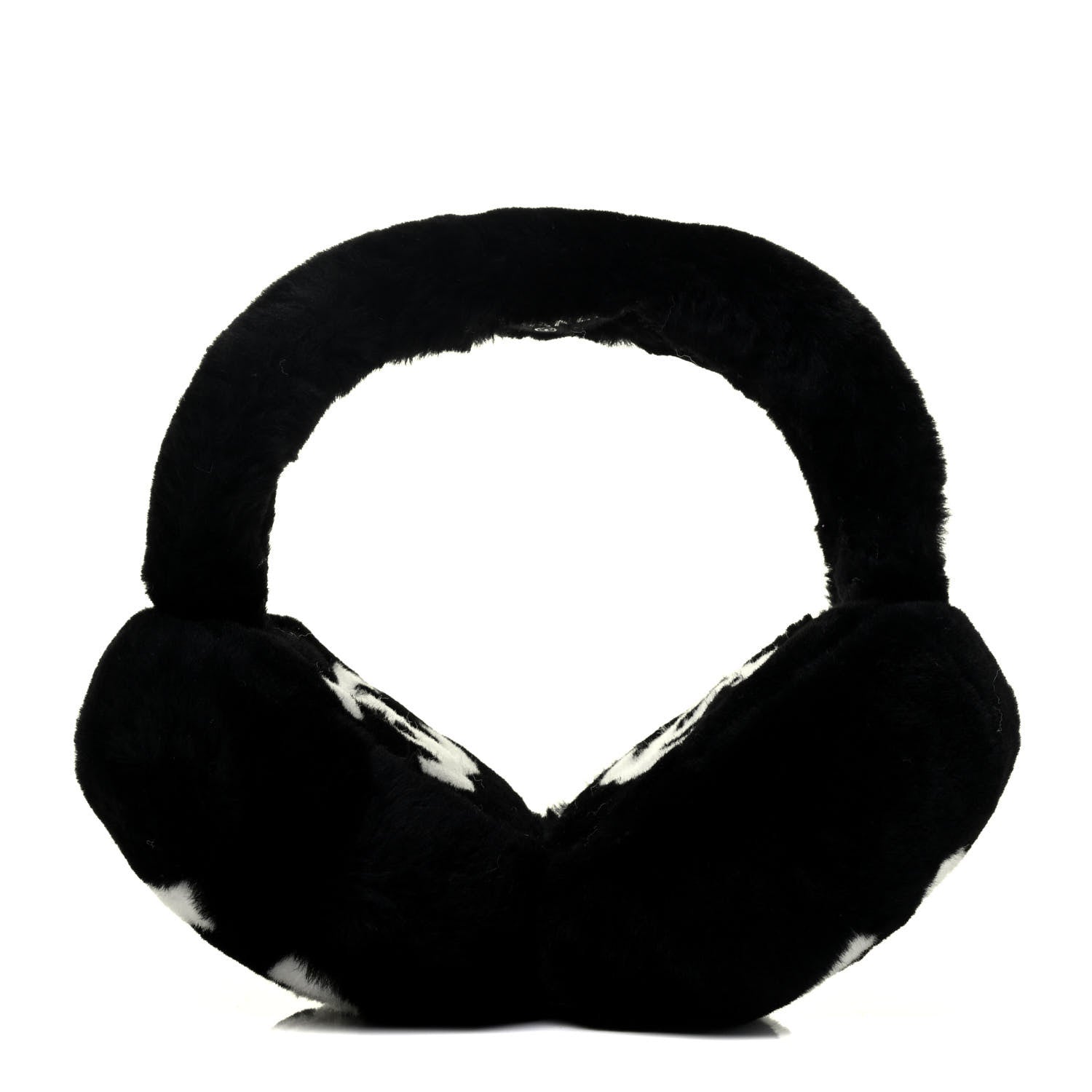 Chanel Shearling CC Ear Muffs Black White 1 of 4