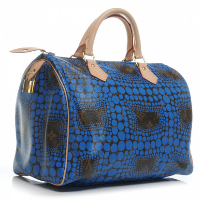 Louis Vuitton Monogram Kusama Town Speedy 30 Blue 3 of 7