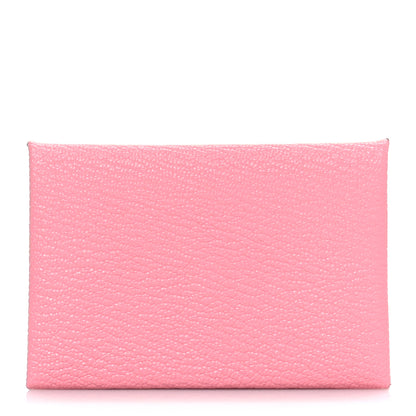 Hermes Chevre Chandra Verso Calvi Card Case Rose Confetti Brique 1 of 8