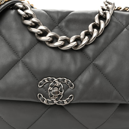 Chanel Lambskin Quilted Large Chanel 19 Flap Dark Grey 8 of 11