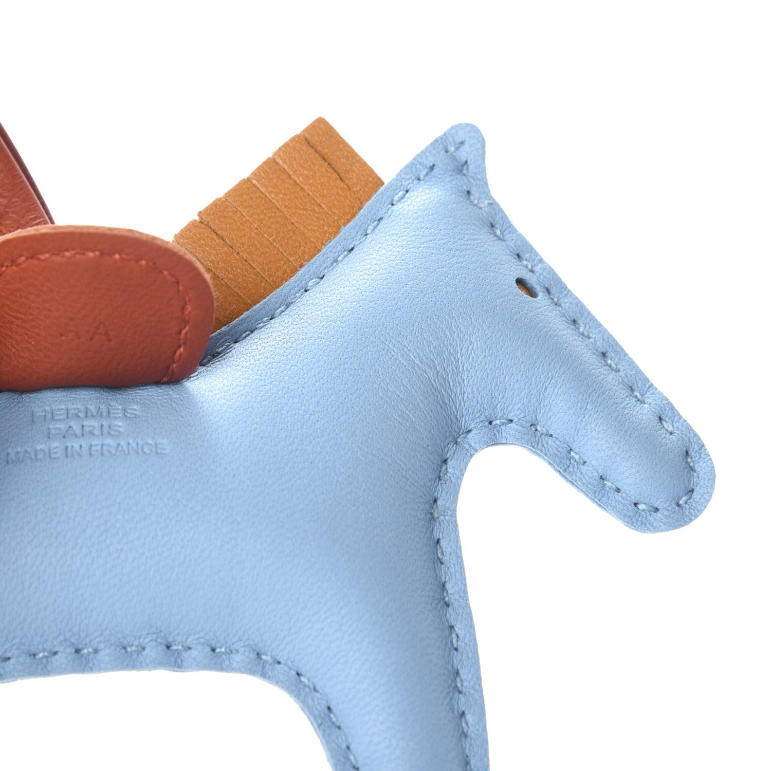 Hermes Milo Lambskin Grigri Rodeo Horse Bag Charm PM Celeste Naturel Bouton D'Or Cornaline 3 of 3