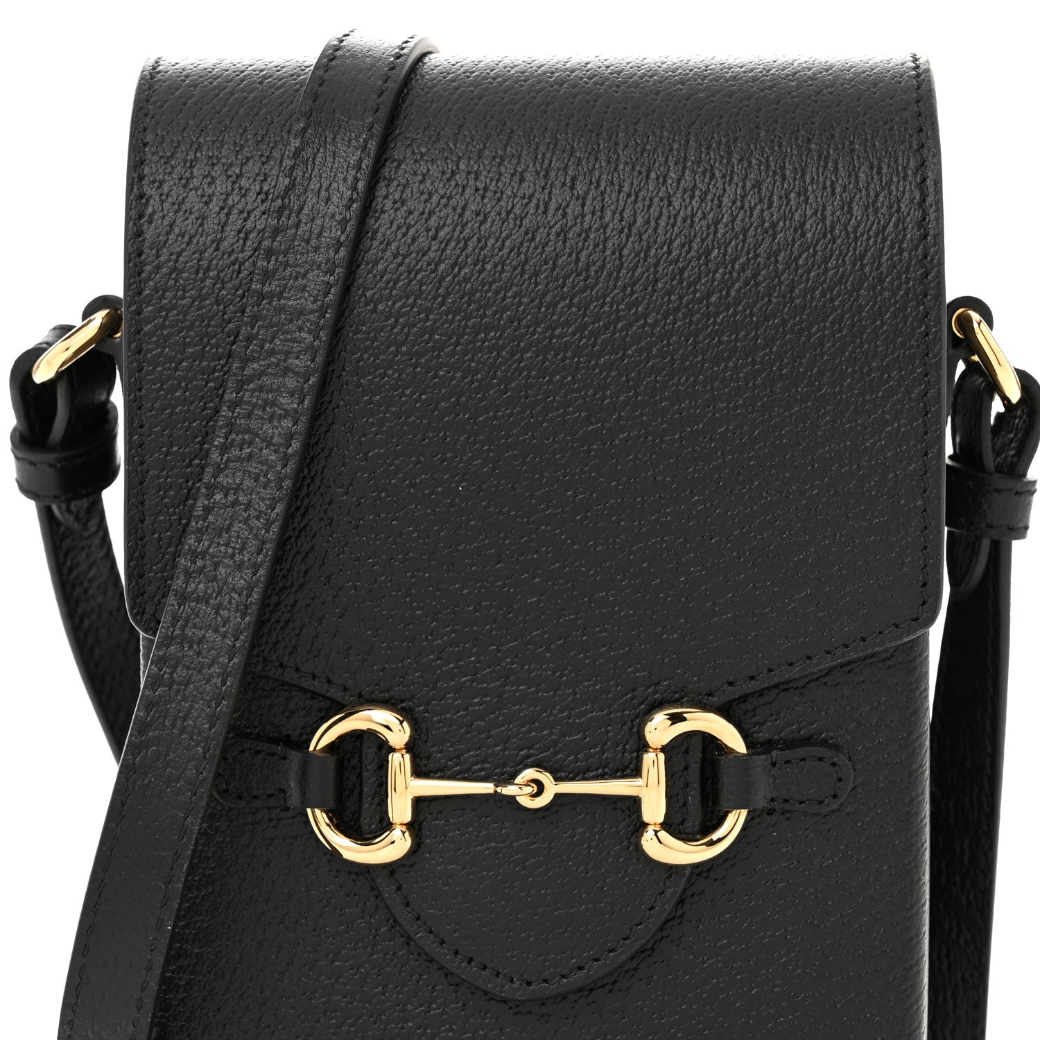 Gucci Dollar Calfskin Vertical Horsebit 1955 Crossbody Bag Black 7 of 9
