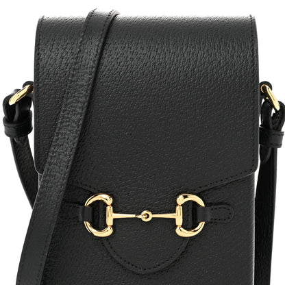 Gucci Dollar Calfskin Vertical Horsebit 1955 Crossbody Bag Black 7 of 9