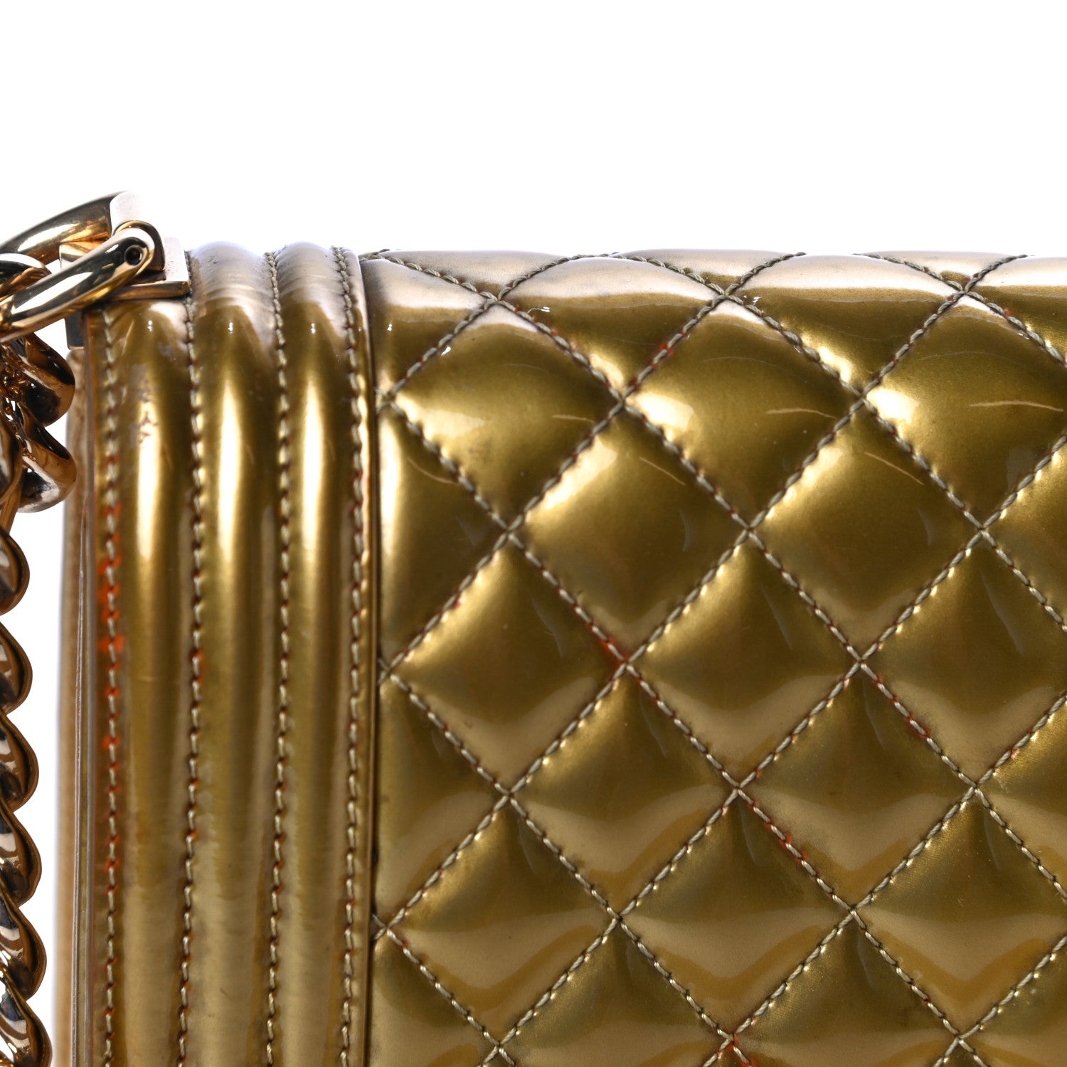 Chanel Metallic Patent Calfskin Quilted Medium Boy Flap Gold 20 of 26