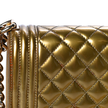 Chanel Metallic Patent Calfskin Quilted Medium Boy Flap Gold 20 of 26