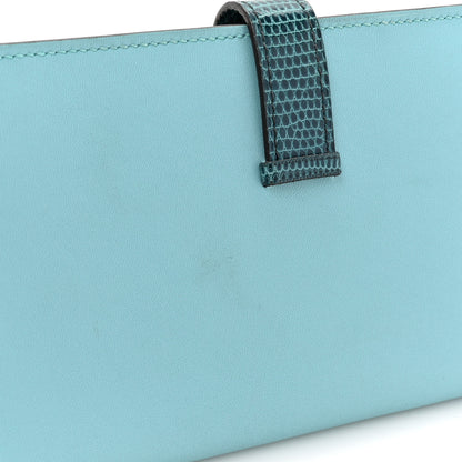 Hermes Tadelakt Lizard Bearn Gusset Wallet Bleu Atoll Bleu Petrole 8 of 11