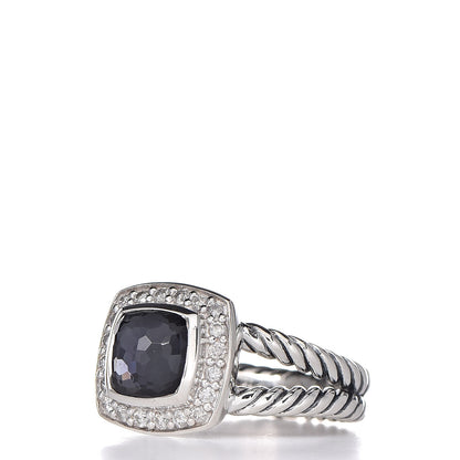 David Yurman Sterling Silver Diamond Black Orchid 7mm Petite Albion Ring 50 5.25 3 of 5