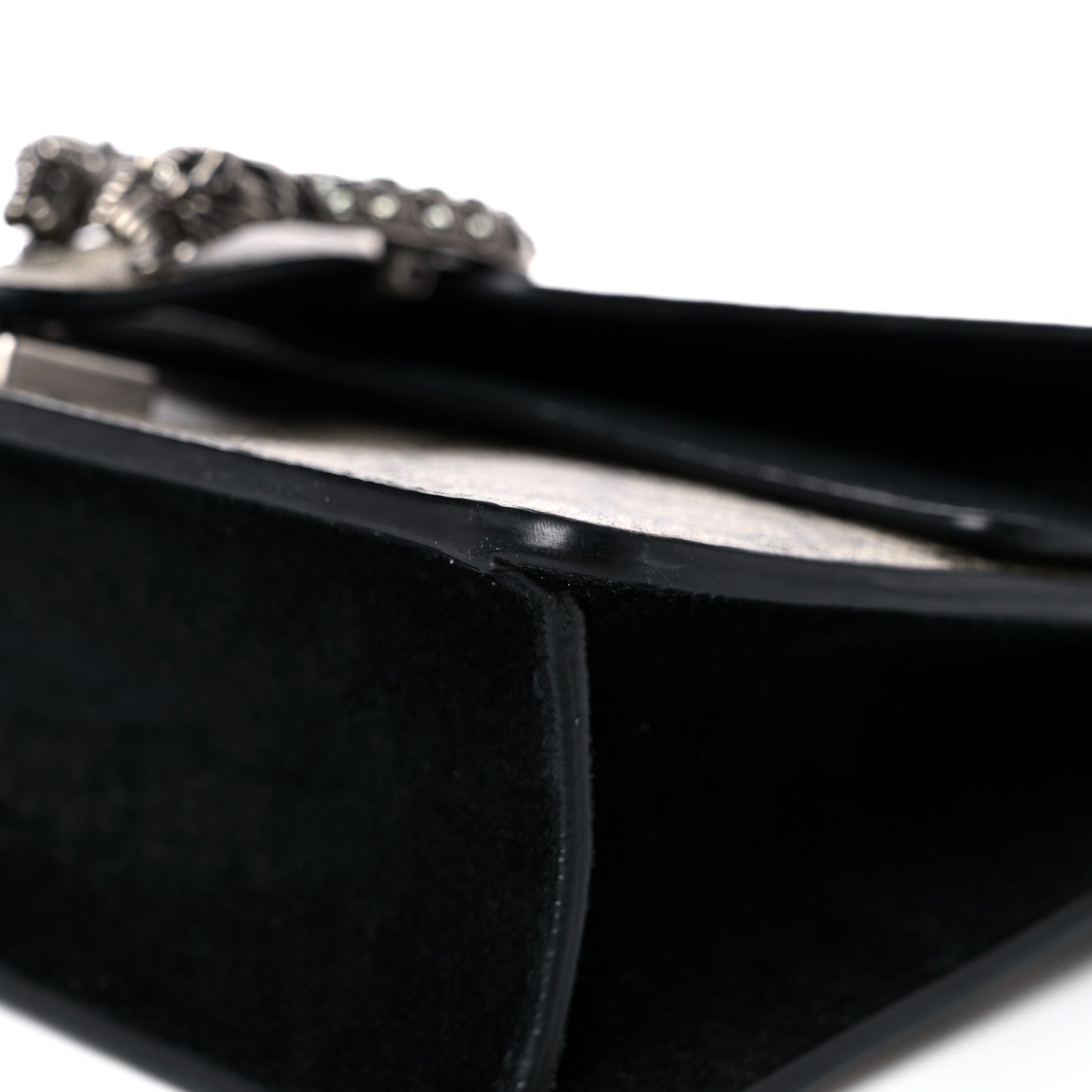 Gucci GG Supreme Monogram Suede Crystal Small Dionysus Shoulder Bag Beige Ebony Black 8 of 17