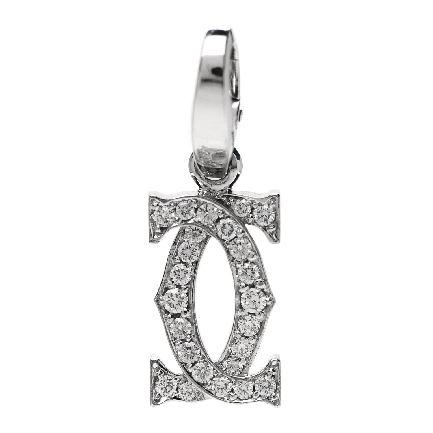 Cartier 18K White Gold Diamond Logo Charm 1 of 5