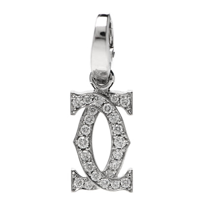 Cartier 18K White Gold Diamond Logo Charm 1 of 5
