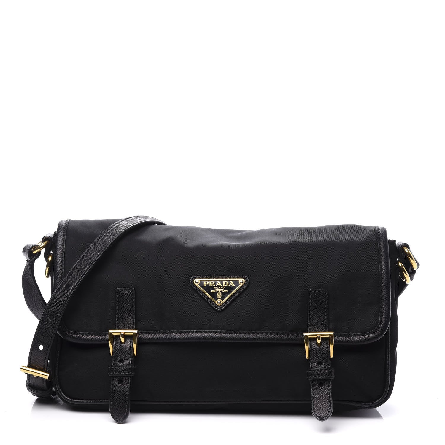 Prada Tessuto Nylon Saffiano Small Messenger Bag Black 1 of 9