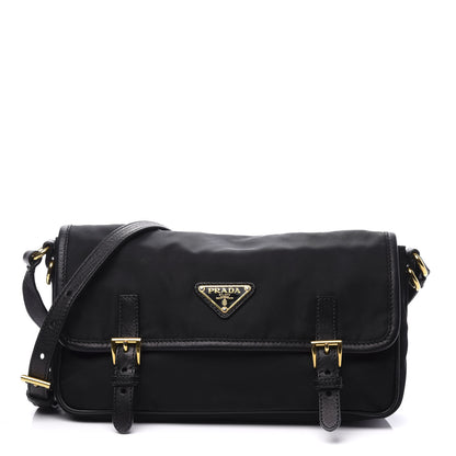Prada Tessuto Nylon Saffiano Small Messenger Bag Black 1 of 9