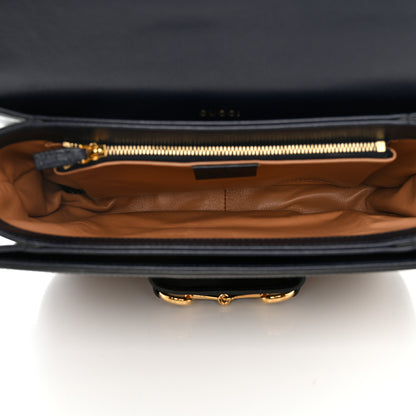 Gucci Lanzo Stretch Cord Azalea Calfskin Horsebit 1955 Shoulder Bag New Mud Blue 5 of 11