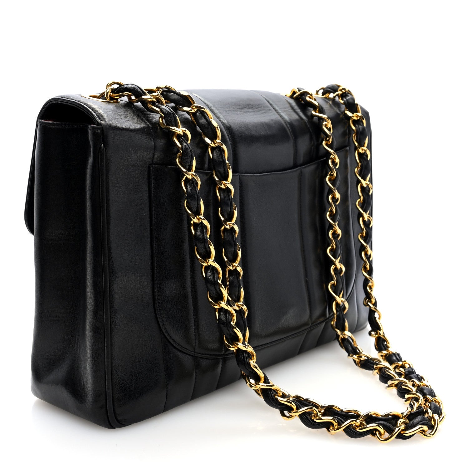 Chanel Lambskin Vertical Quilt Jumbo Single Flap Black 3 of 10