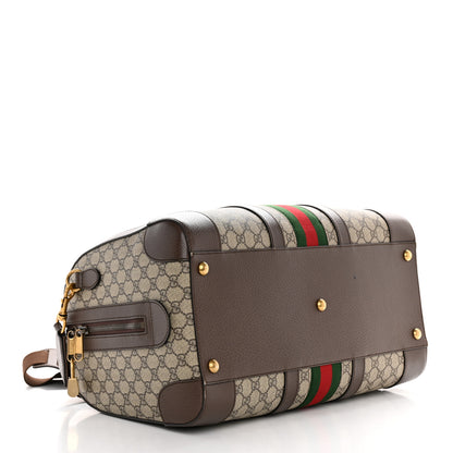 Gucci GG Supreme Monogram Textured Dollar Calfskin Web Medium Savoy Duffle Bag Beige Ebony New Acero 3 of 13