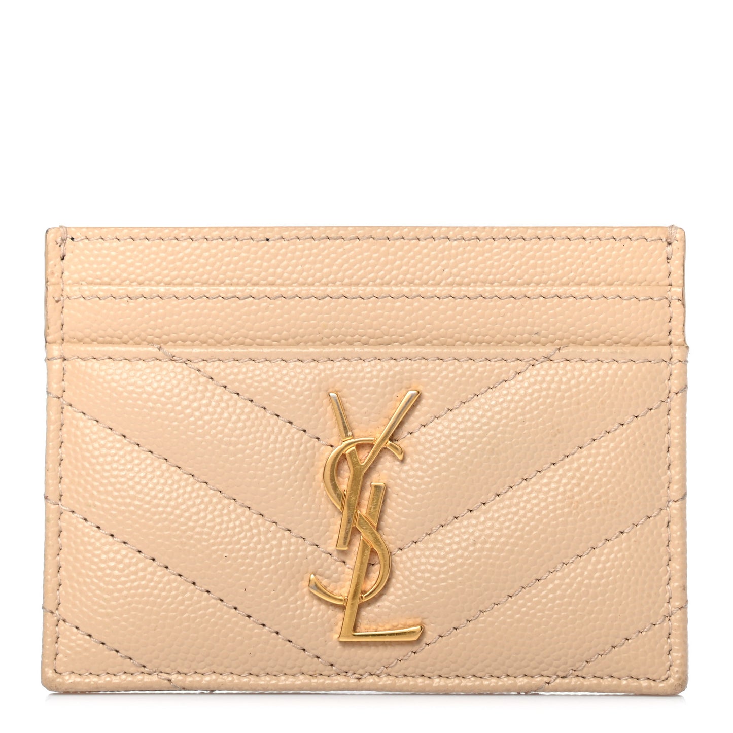 Grain De Poudre Matelasse Chevron Monogram Credit Card Case Nude Powder