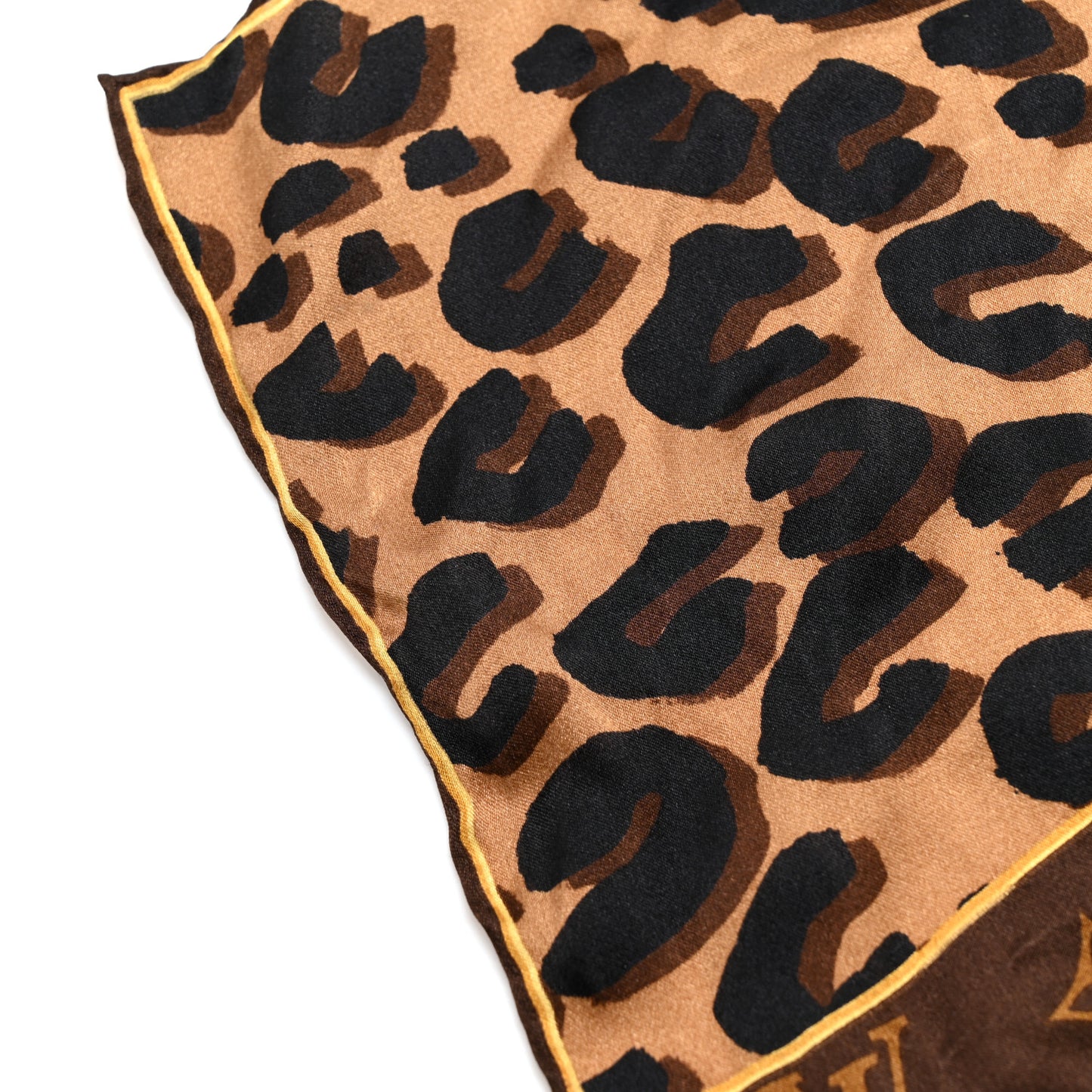 Silk Leopard Monogram Square Scarf