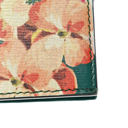 Gucci Shangai Calfskin Blooms Print Card Case Wallet Clear Bright Emerald Multicolor 13 of 14