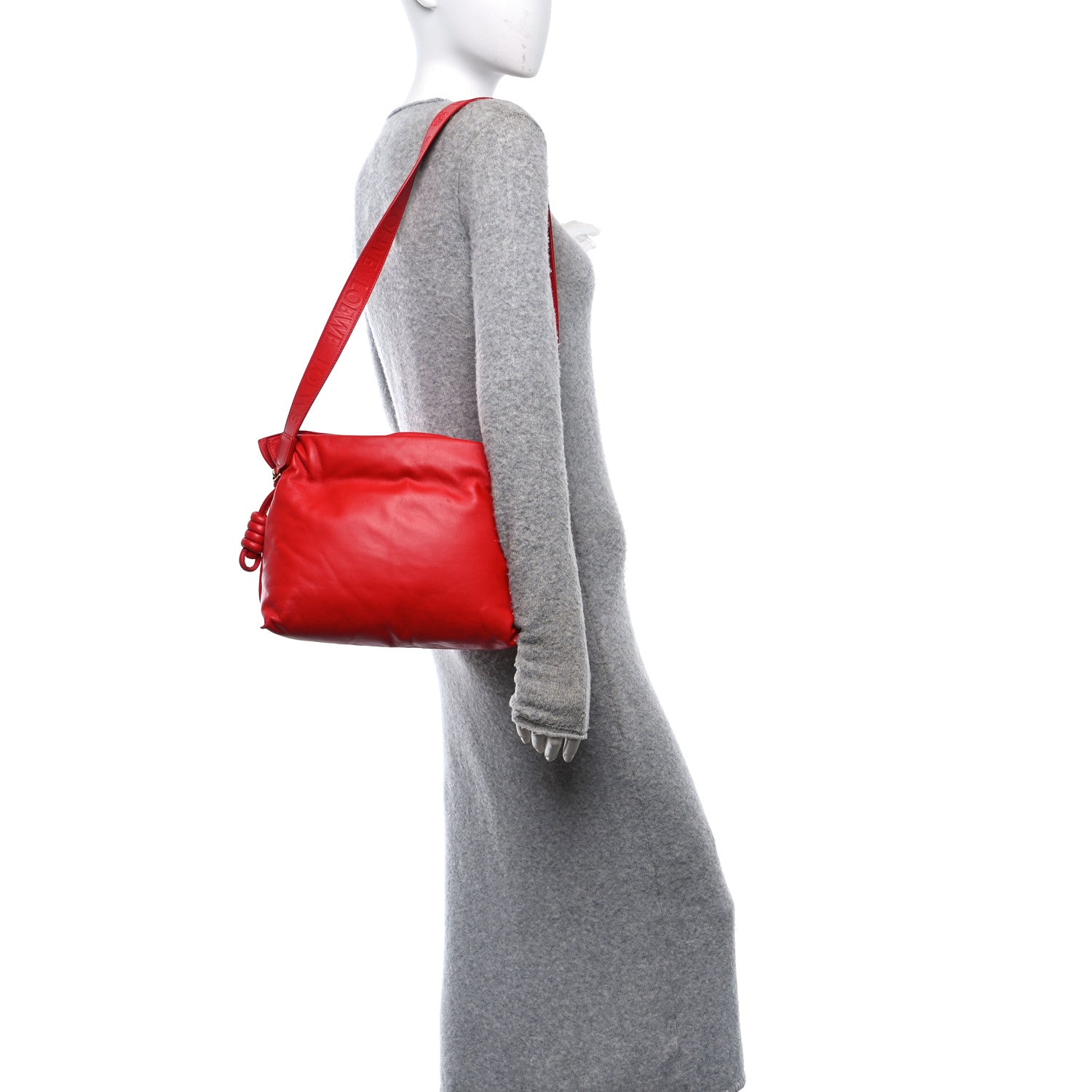 Loewe Calfskin Flamenco Puffer Knot Bag Red 2 of 11