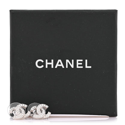 Chanel Crystal Timeless CC Earrings Silver 5 of 5