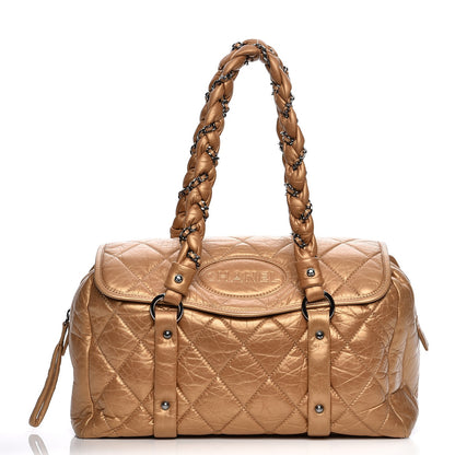 Chanel Distressed Lambskin Quilted Lady Braid Flap Tote Gold 1 of 9