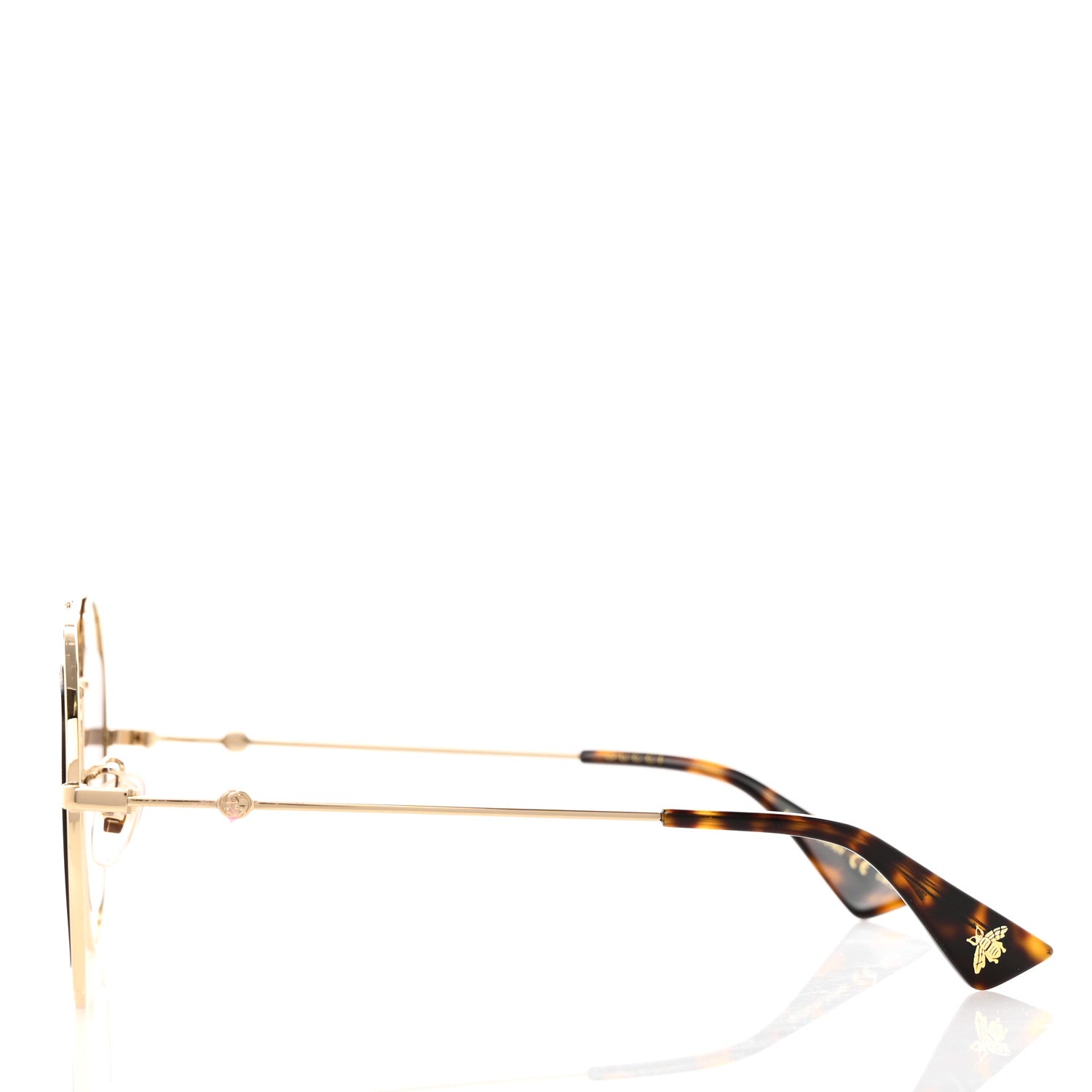 Gucci Round Frame Sylvie Web Sunglasses GG0105S Gold 3 of 8