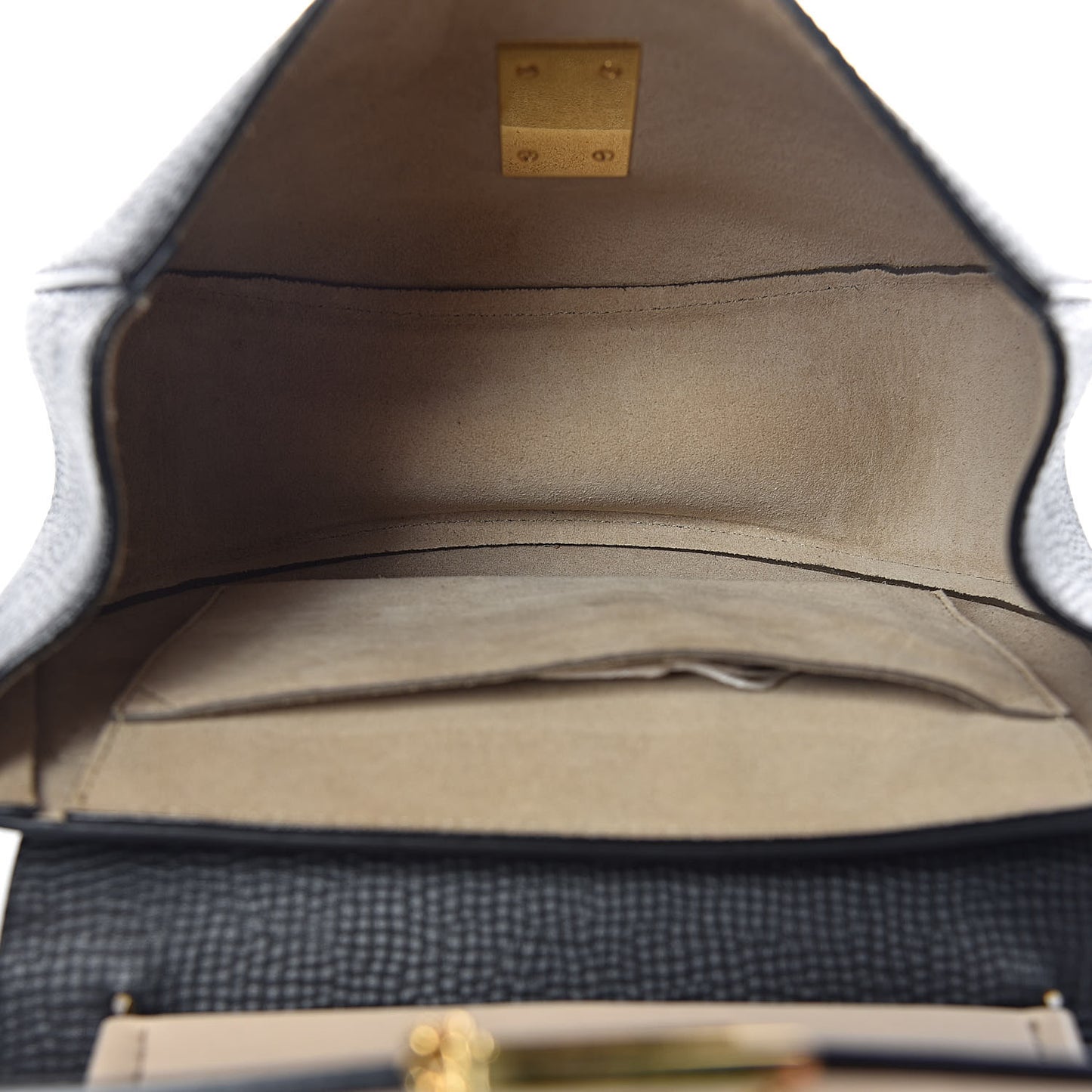 Grained Calfskin Lambskin Bi-Color Drew Shoulder Bag Black Powder Beige