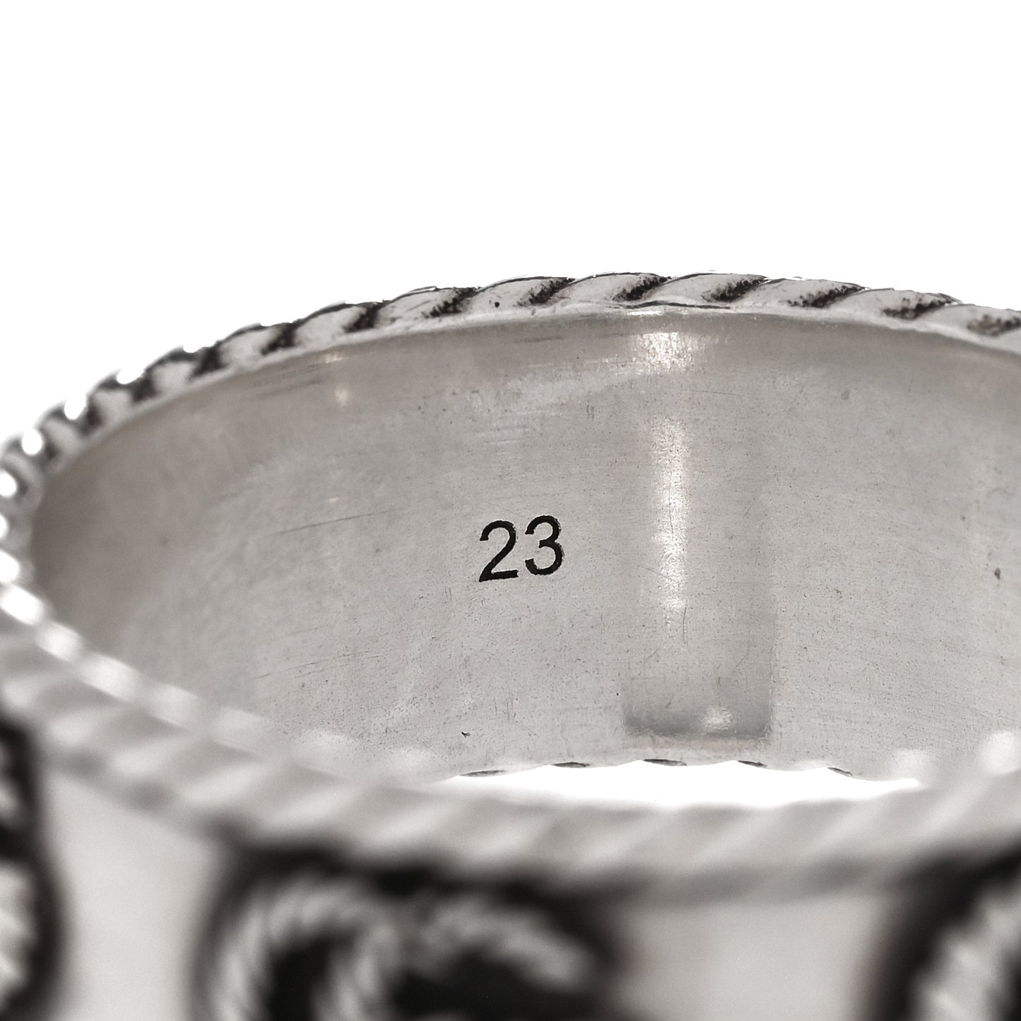 Sterling Silver Torchon GG Marmont Ring 62 10
