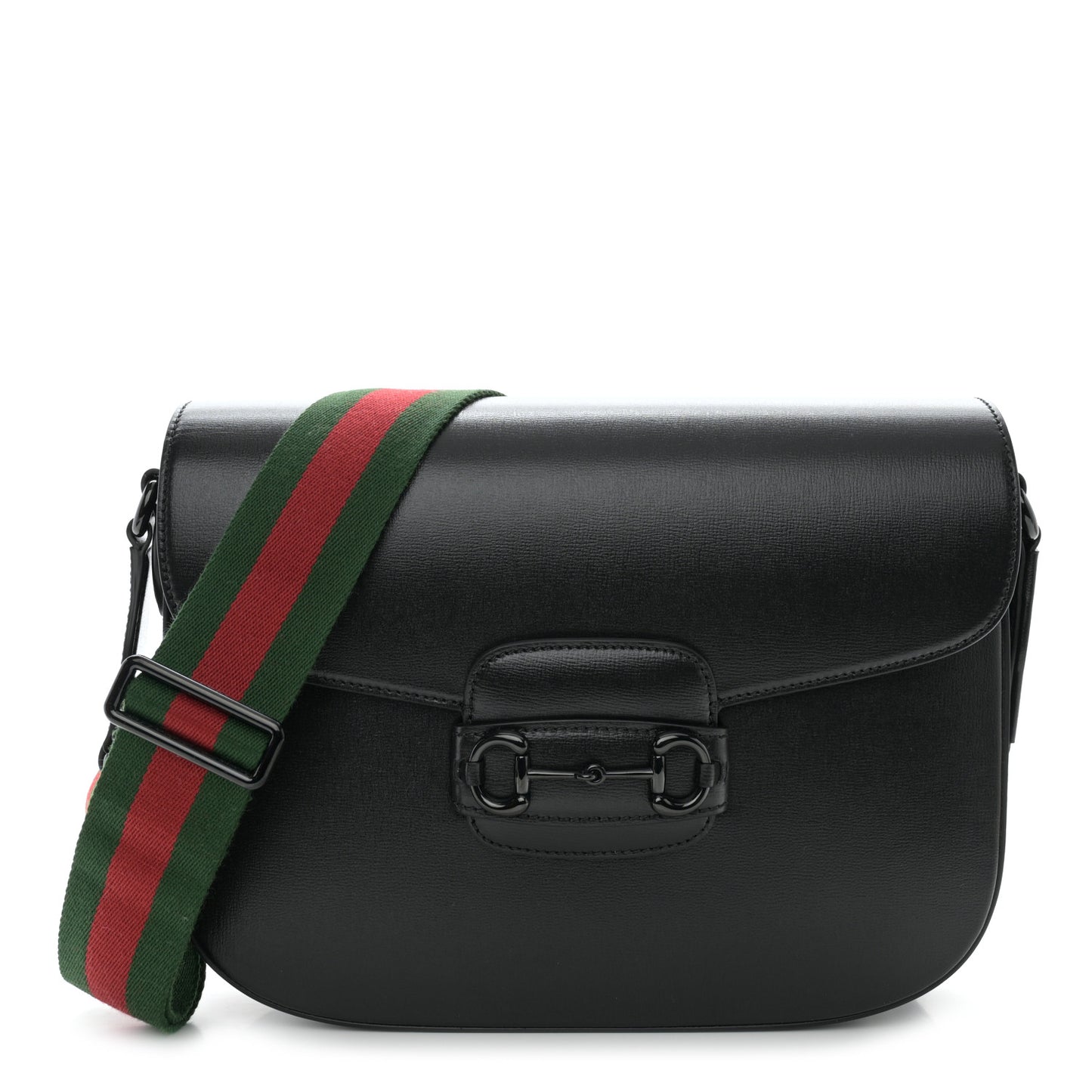 Azalea Calfskin Web Monochrome Medium Horsebit 1955 Shoulder Bag Black