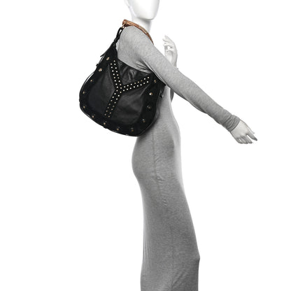 Saint Laurent Suede Horn Studded Y Mombasa Hobo Black 2 of 12